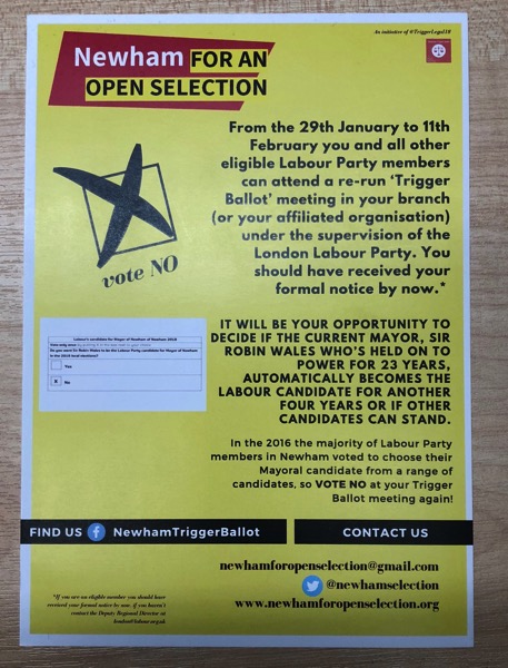 Newham for an open seelction campaign leaflet